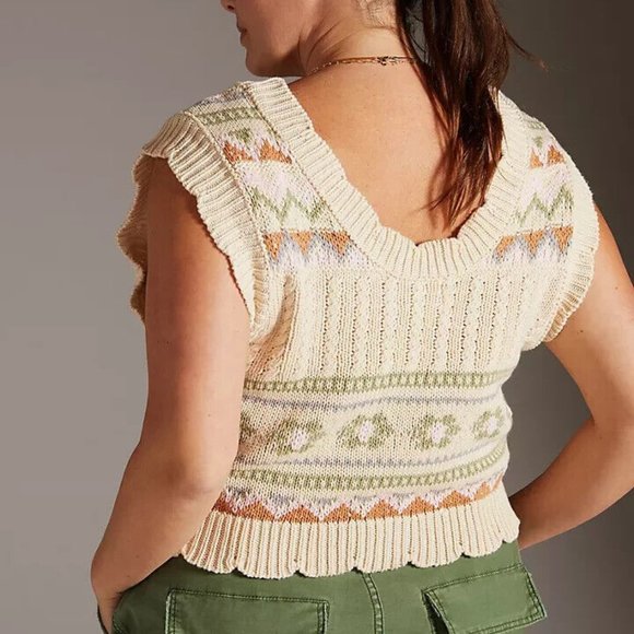 Anthropologie Scalloped Sleeveless Vest new with tag LP PL petite - Picture 2 of 9